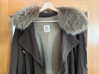 Abrigo vintage Loewe Marrón con Cuello de Pelo