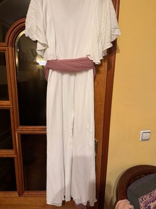 Conjunto comunión niña blanco y rosa palo