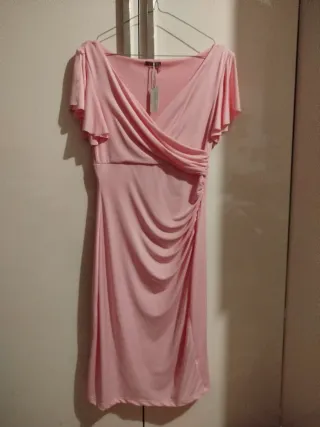Abito midi donna con stampa rosa rossa