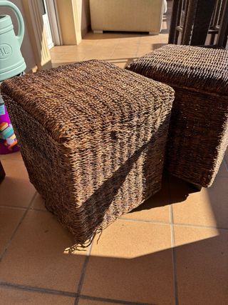 Mesa centro madera y mimbre