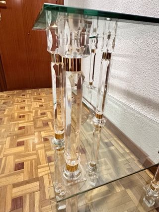 Consola recibidor cristal vintage dorada