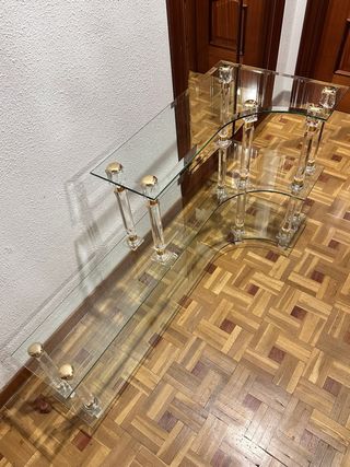 Consola recibidor cristal vintage dorada