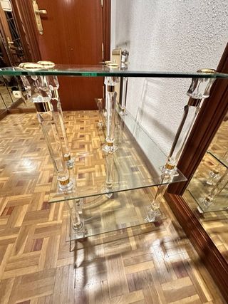 Consola recibidor cristal vintage dorada