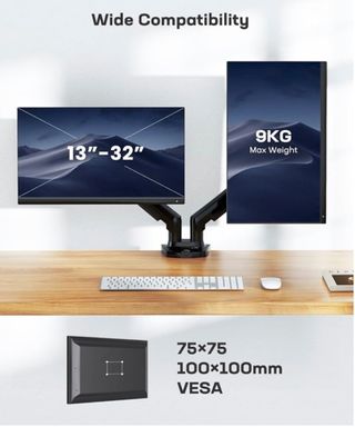 Soporte Monitor Dual Negro 360o