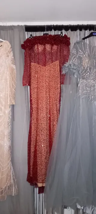 Vestidos de fiesta nuevos beige y rojo