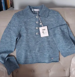 Jersey punto niña azul talla XS 12-14 años