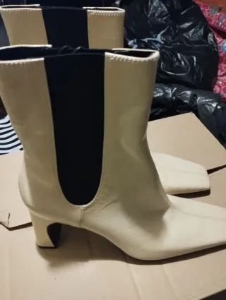 Botines Beige Mujer Tacón
