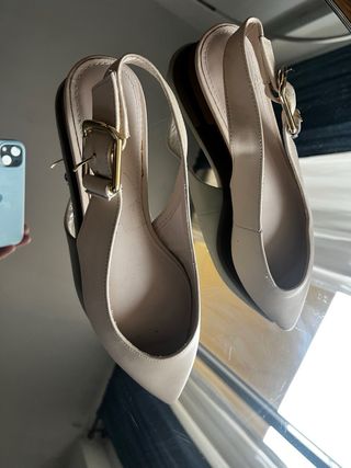 Zapato piel slingback beige talla 38