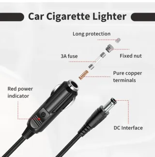 Cargador Coche 12V DC con Fusible 15A