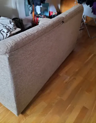 Sofá de 3 plazas tela beige/gris