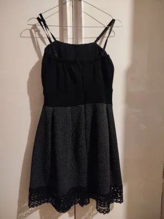 Abito ragazza nero con pois