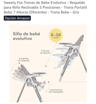 Trona bebé Sweety Fox evolutiva rosa