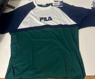 Camiseta Fila Manga Larga Blanca y Verde