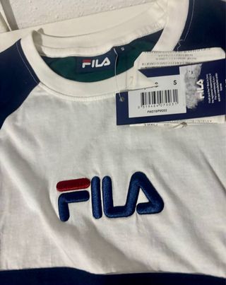 Camiseta Fila Manga Larga Blanca y Verde
