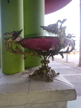 Centro de mesa vintage metal y porcelana