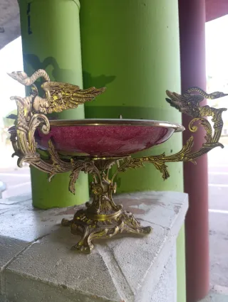 Centro de mesa vintage metal y porcelana