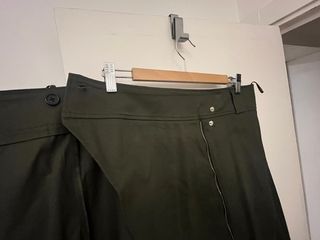 Falda Zara Asimétrica Cremallera Verde Oliva