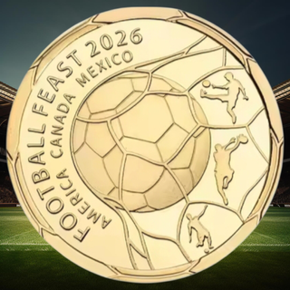 12 MONEDAS FOOTBALL FEAST 2026 BAÑADAS EN ORO