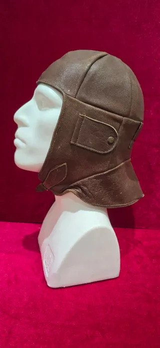 Casco Antiguo Piloto Avión/Moto Cuero Marrón