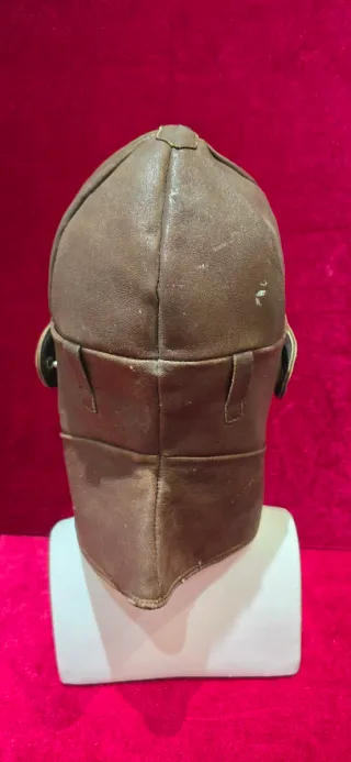 Casco Antiguo Piloto Avión/Moto Cuero Marrón
