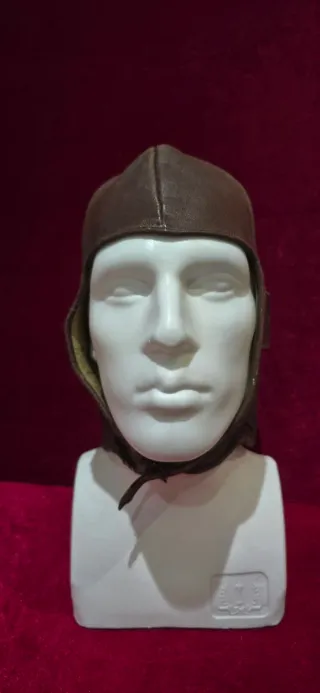 Casco Antiguo Piloto Avión/Moto Cuero Marrón