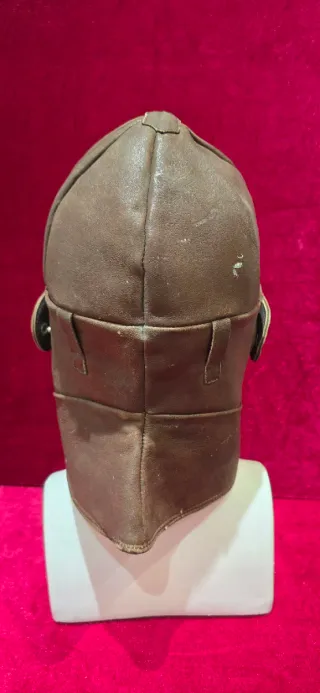 Casco Antiguo Piloto Avión/Moto Cuero Marrón