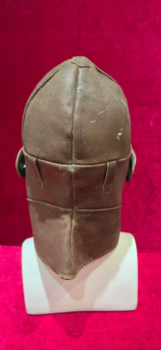 Casco Antiguo Piloto Avión/Moto Cuero Marrón