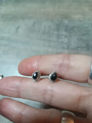 Pendientes Plata Mineral rubi, esmeralda y onix