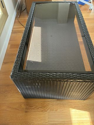 Mesa de centro ratán y cristal