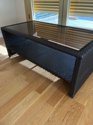 Mesa de centro ratán y cristal