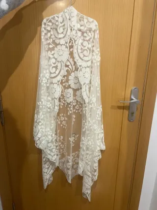 Mantilla Fallera 3 Picos color marfil