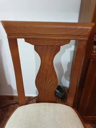 Silla de madera pino con tela rústica