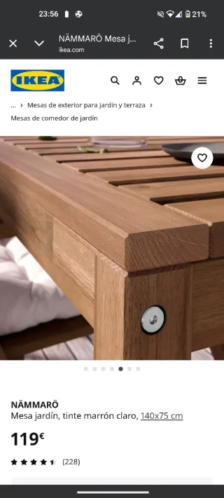 Mesa de terraza Ikea 140x75 cm