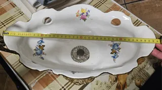 Fuente de  Bronce y Porcelana