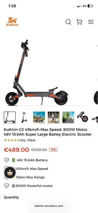 Patinete Eléctrico Kukirin G2