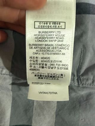 Camisa Burberry Cuadros Gris y Blanca