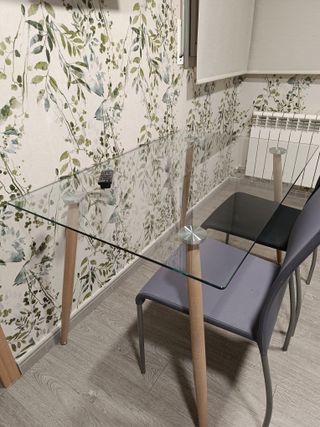 Mesa de cristal nórdica para comedor o cocina