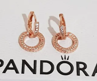 Pendientes Aro Doble Pandora Circonitas Rose Gold
