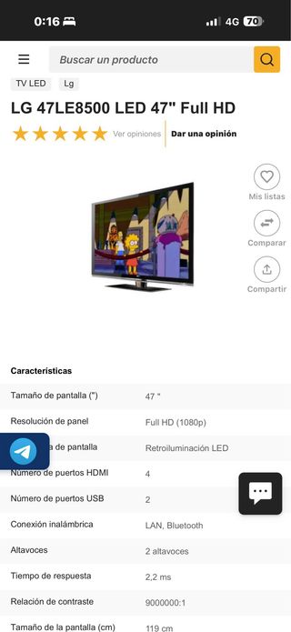 TV Plasma LG 47 Pulgadas
