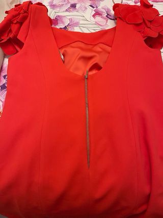 Vestido de fiesta fucsia y mandarina