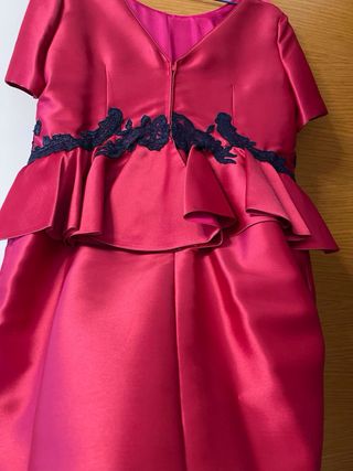 Vestido de fiesta fucsia y mandarina