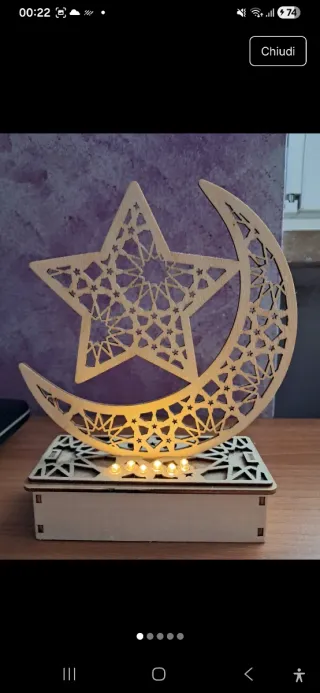Lampada Ramadan Stella Luna Legno
