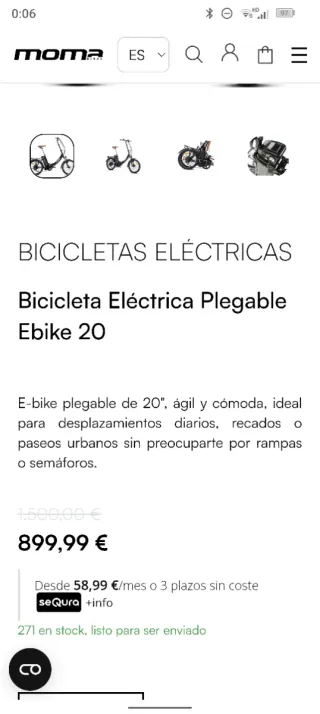 Bicicleta Eléctrica Plegable Moma