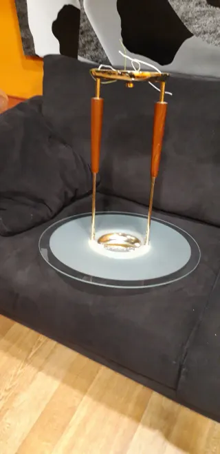 Lámpara Techo Madera y Dorado