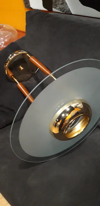 Lámpara Techo Madera y Dorado