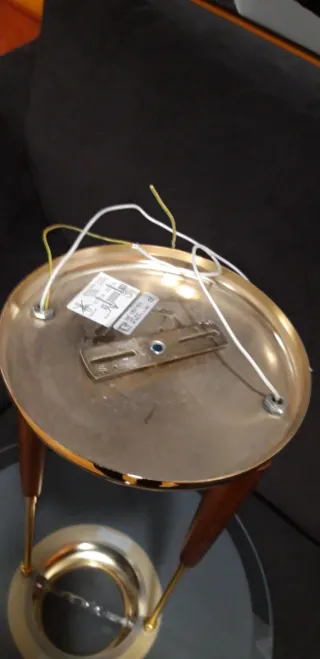 Lámpara Techo Madera y Dorado