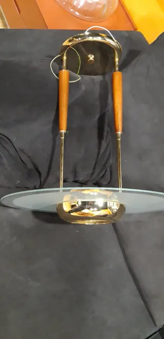 Lámpara Techo Madera y Dorado