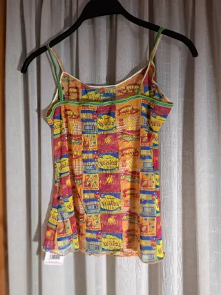 Camiseta de malla de tirantes estampada multicolor