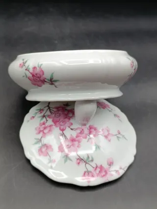 Caja bombonera Limoges porcelana flores rosas