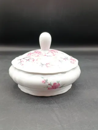 Caja bombonera Limoges porcelana flores rosas